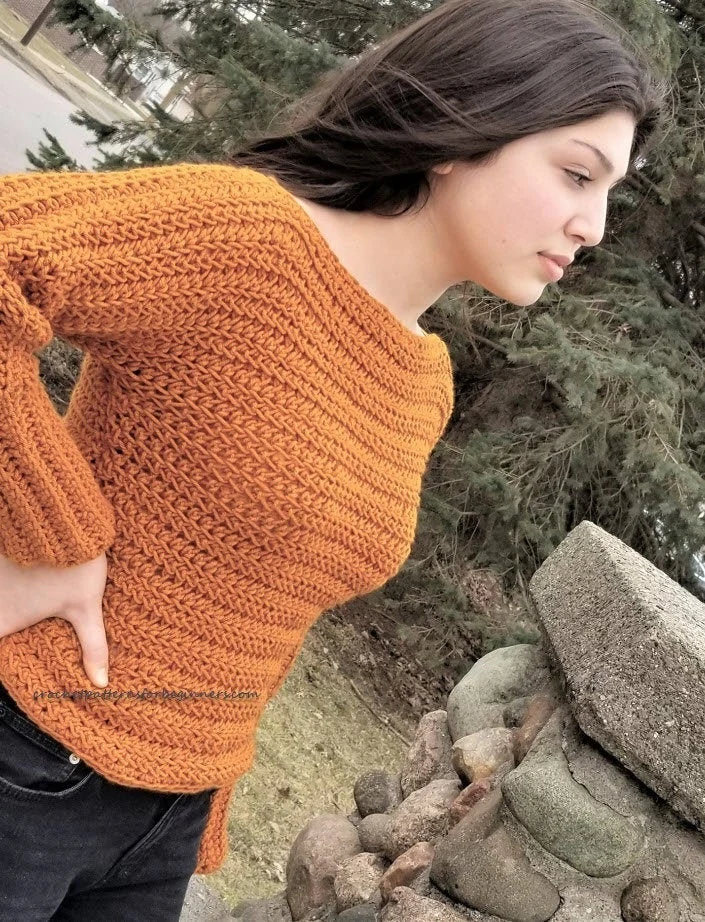 Easy Sweater Crochet Pattern | Boatneck Pullover