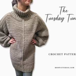 Tuesday Tunic Crochet Pattern: Oversized Turtleneck Sweater (Instant Download)