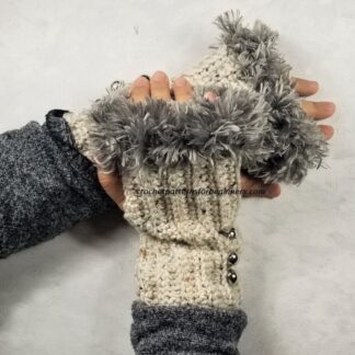 Easy Crochet Pattern | Fur Trimmed Fingerless Gloves