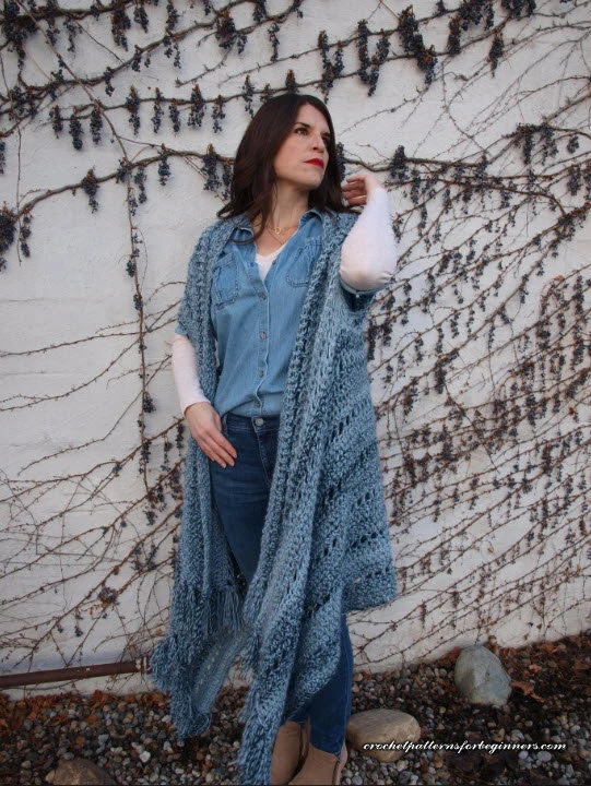 Crochet Scarf Vest Pattern: Women's Fringe Sweater - Image 3
