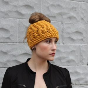 Crochet Messy Bun Hat Pattern: Easy Ponytail Hat Crochet Pattern